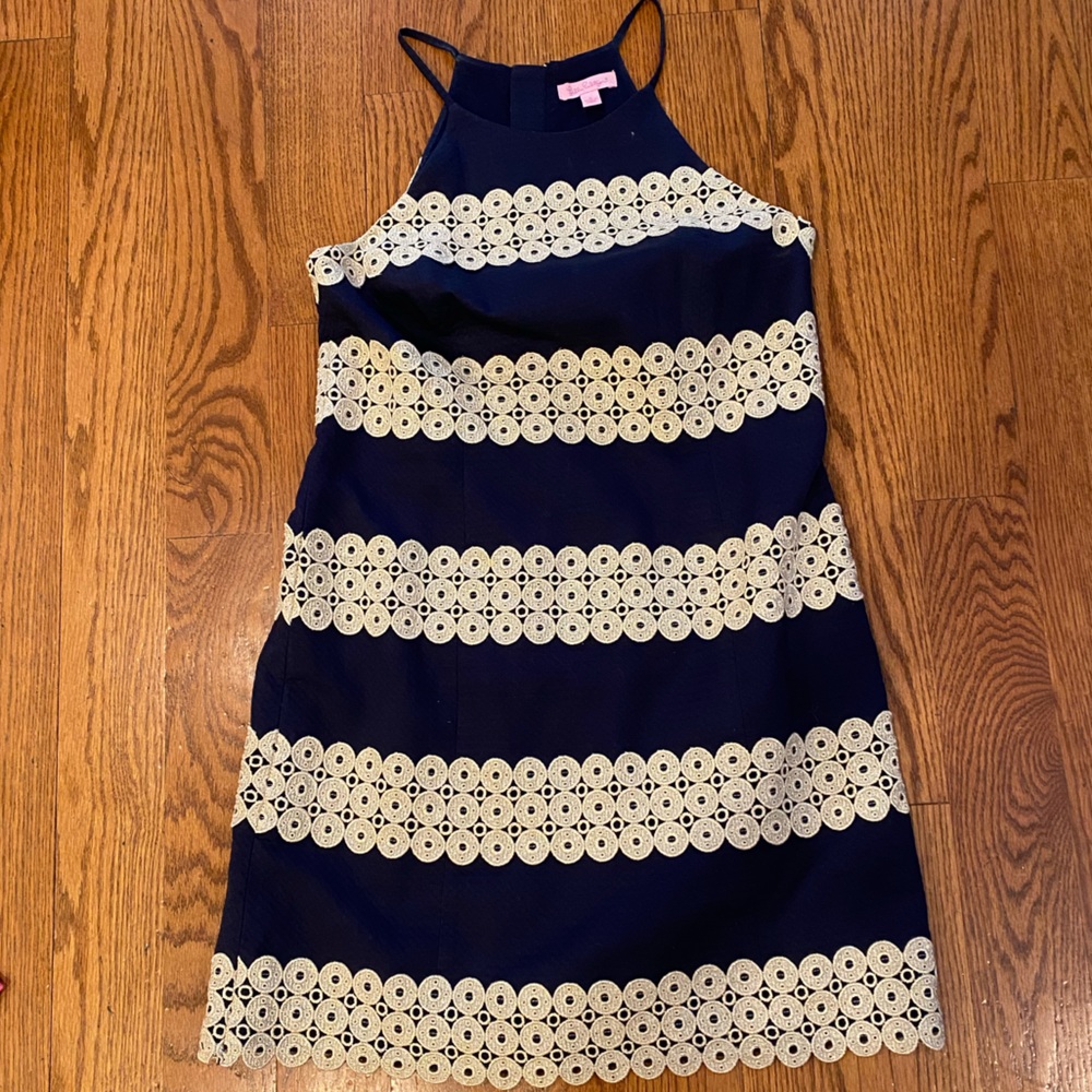 Lilly Pulitzer size 4 navy and gold dress